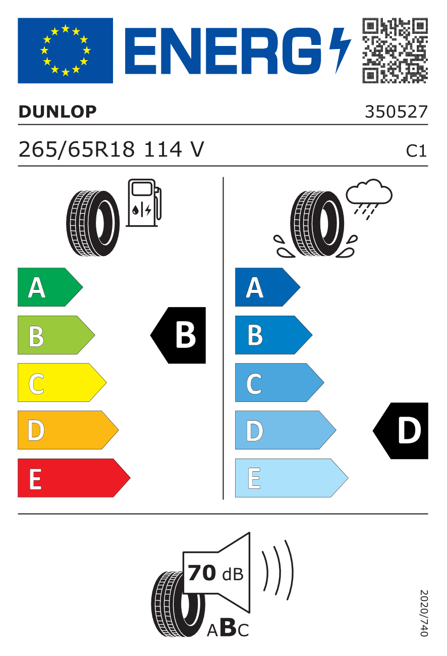 Image of tyre specifications with eprel code 1881446